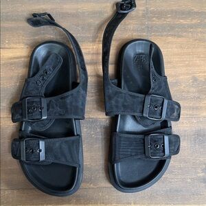 Zara Black Double Buckle Sandals